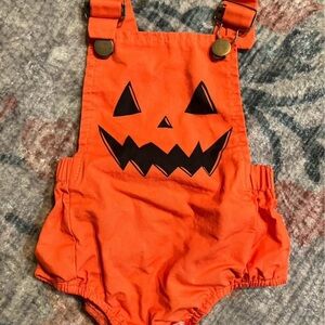 Orange Pumpkin Face Baby Romper